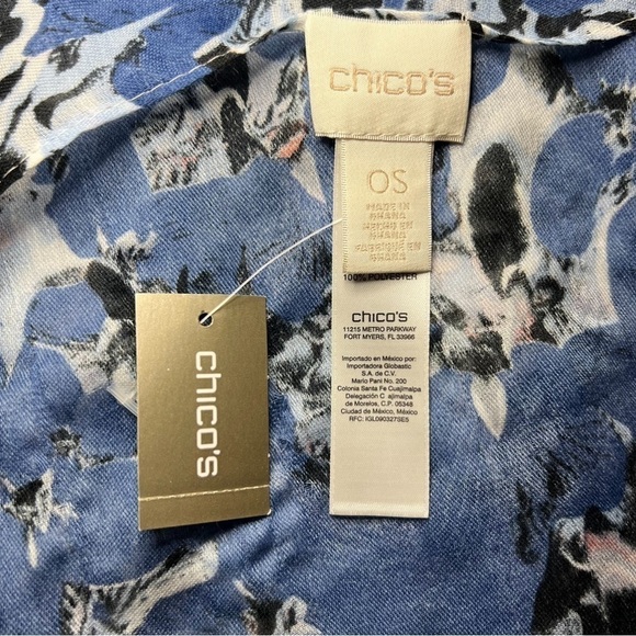 Chico's  Scarf leopard and  Floral Blue Print - Picture 6 of 9